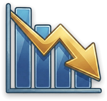 売電収入が下がることを示す下降グラフのイラスト